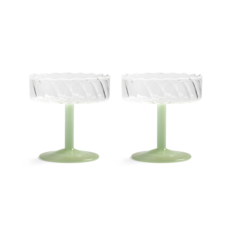 &amp;klevering - Coupe Twirl Champagnerglas | grün